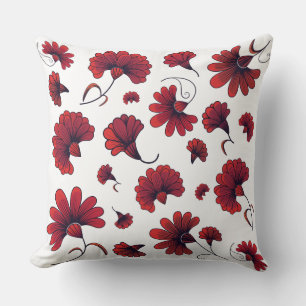 Red Carnation Vector Pattern Flower Throw Pillow