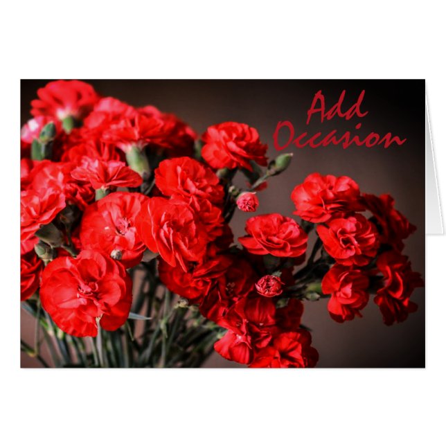 Red Carnations, Any Occasion Greeting Card (Front Horizontal)