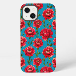 Red carnations floral design nature inspired iPhone 13 case