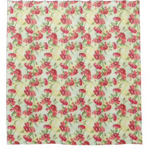Red Carnations on green with butterflies