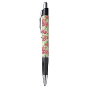 Red Carnations on green with butterflies Pen
