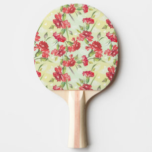 Red Carnations on green with butterflies Ping Pong Paddle