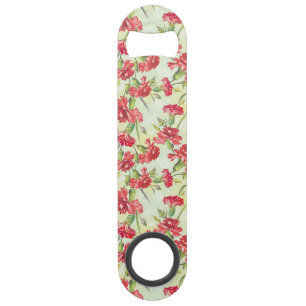 Red Carnations on green with butterflies Speed Bottle Opener