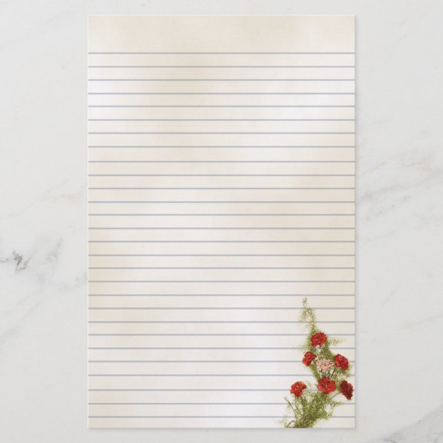 Red Carnations Vintage Illustration Stationery (Front)