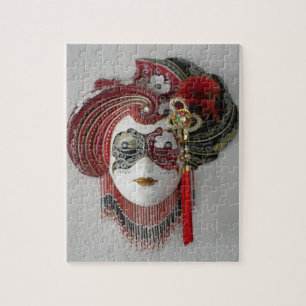 Red carnival mask, Mardi Gras, Venice, woman Jigsaw Puzzle