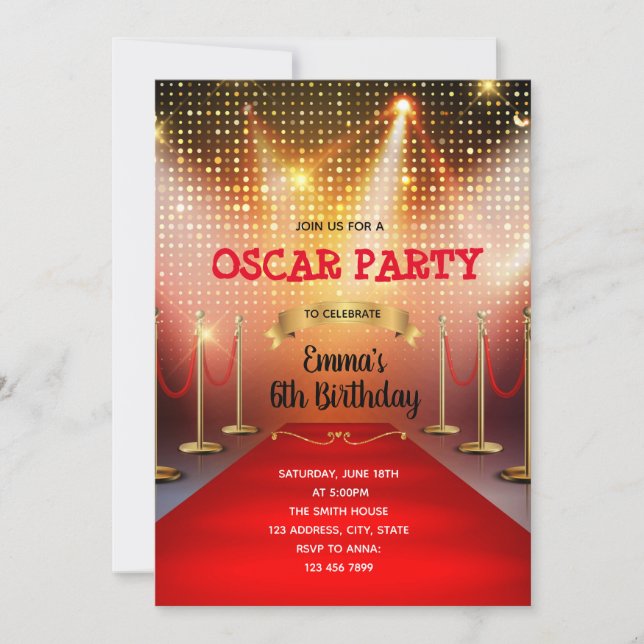 Red carpet birthday invitation (Front)