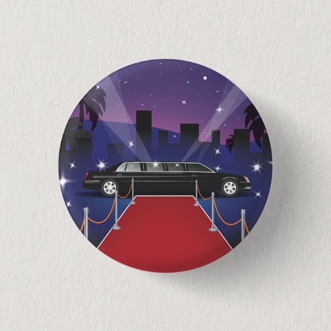 Red Carpet Celebrity Limo 1 Inch Round Button (Front)