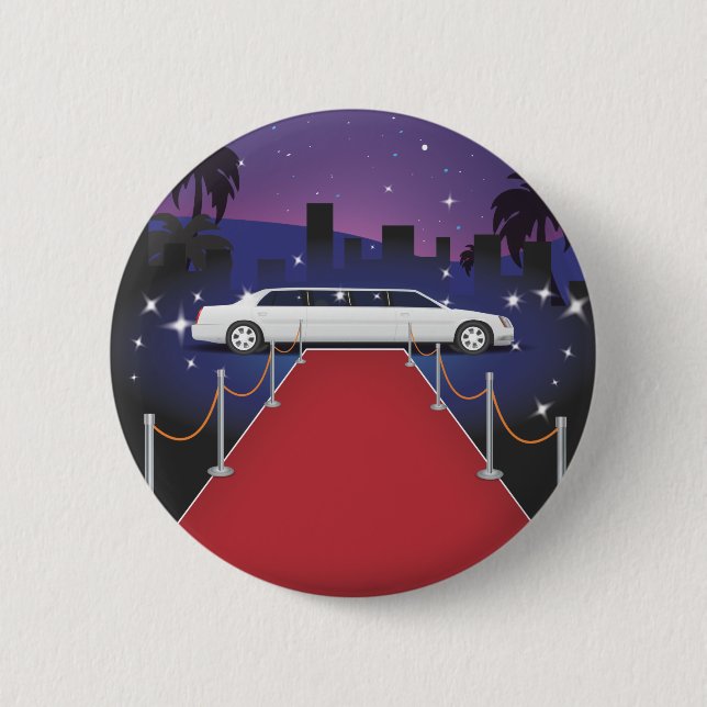 Red Carpet Celebrity Limo 2 Inch Round Button (Front)