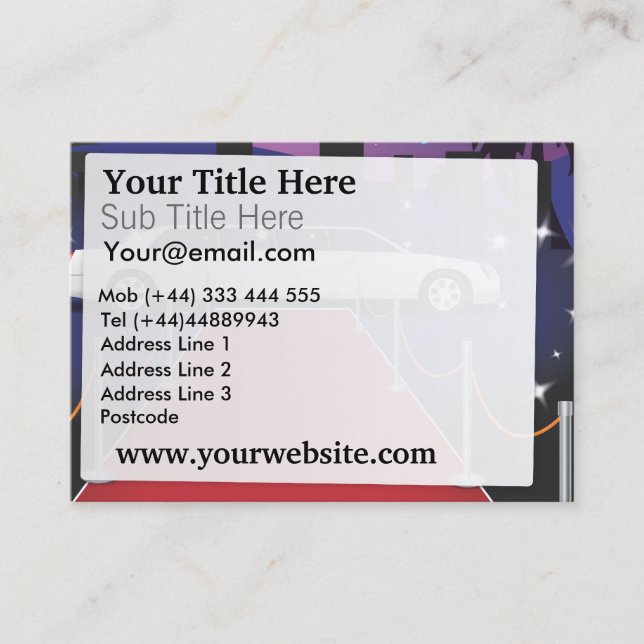 Red Carpet Celebrity Limo Business Card (Front)