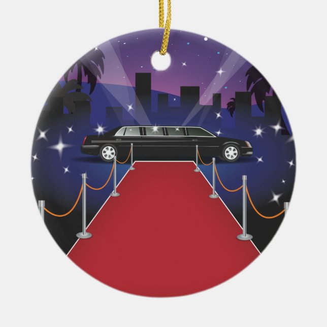 Red Carpet Celebrity Limo Ceramic Ornament (Front)