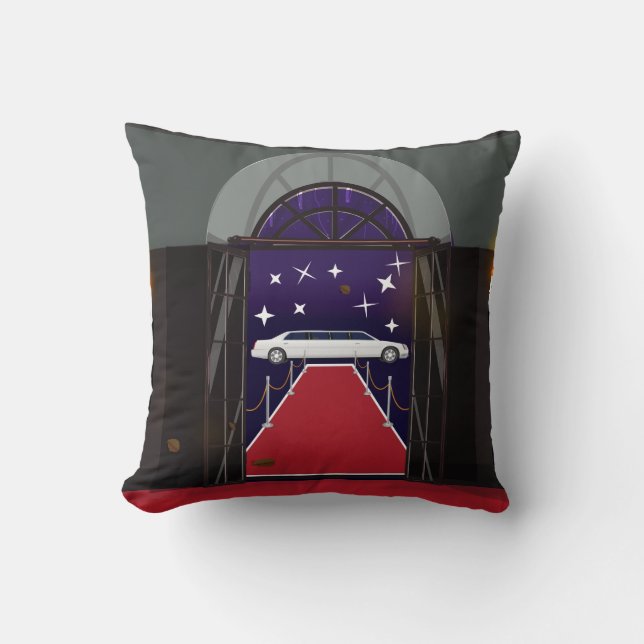 Red Carpet Celebrity Limo Throw Pillow (Front)