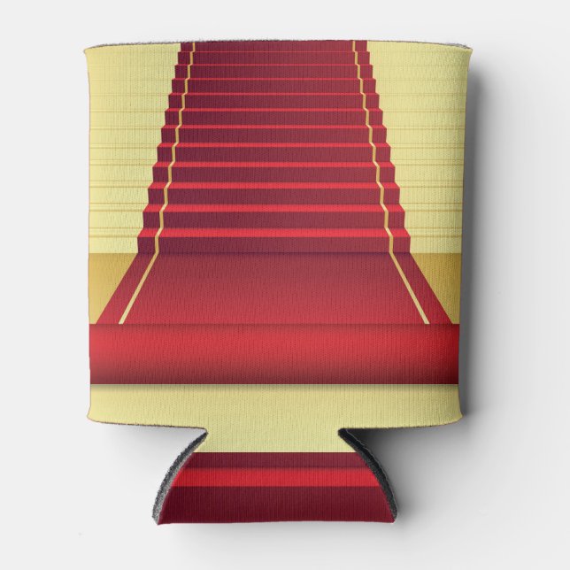 Red Carpet Elegance: Vintage Background. Can Cooler (Front)
