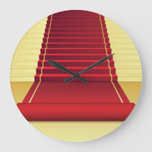 Red Carpet Elegance: Vintage Background. Large Clock