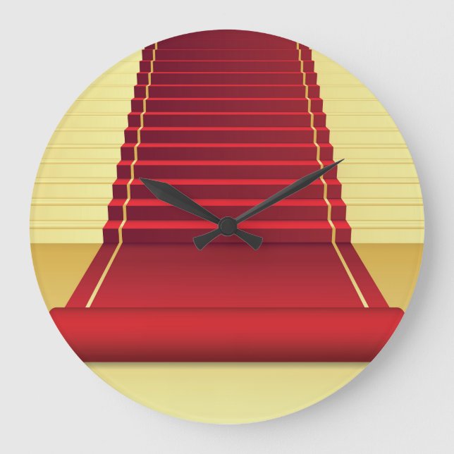 Red Carpet Elegance: Vintage Background. Large Clock (Front)