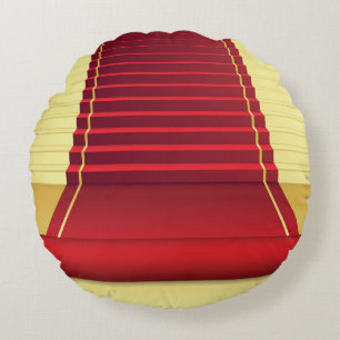 Red Carpet Elegance: Vintage Background. Round Pillow