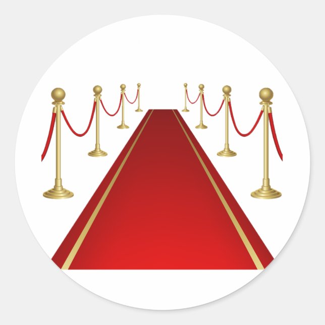 Red Carpet Entrance with Gold Stanchions Classic Round Sticker (Front)