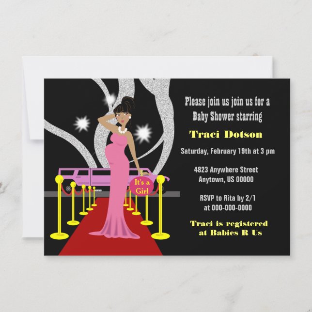 Red carpet Hollywood Baby Shower Invite boy (Front)