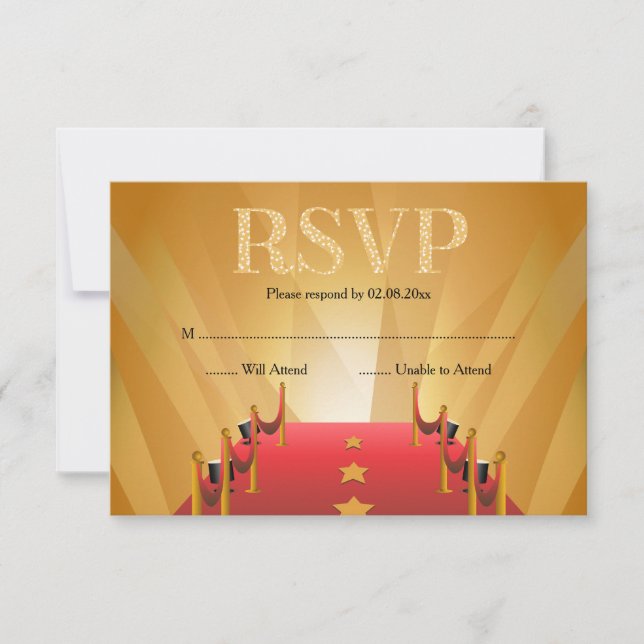 Red Carpet Hollywood Star RSVP Card (Front)