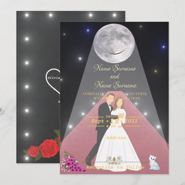 Red Carpet-moonlight Invitation (Front/Back)