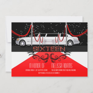 Red Carpet Sweet 16 Party Invitations