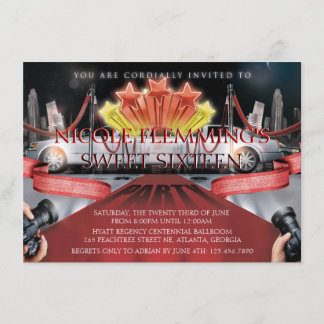 Red Carpet Sweet Sixteen Invitation