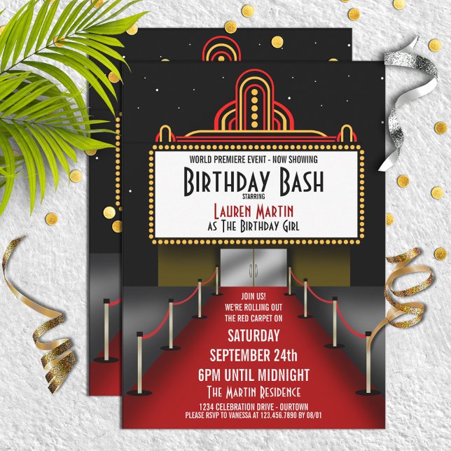 Red Carpet Théâtre Anniversaire Fête Invitation (Créateur téléchargé)