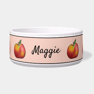Red Cartoon Apples On Pink And Pet's Name