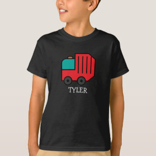 Red Cartoon Garbage/Recycle Truck with Kids Name T-Shirt