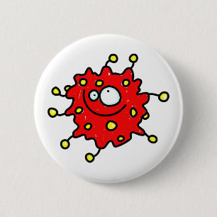 Red Cartoon Germ 2 Inch Round Button