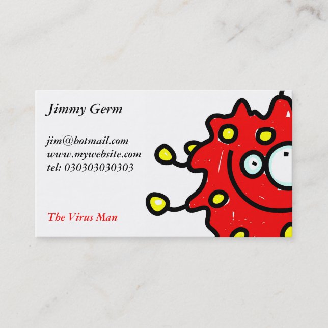 Red Cartoon Germ Business Card (Front)