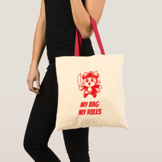 Red Cartoon Pet Funny Slogan Tote Bag