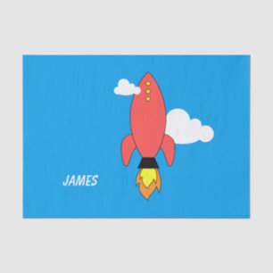 Red cartoon rocket tissue paper