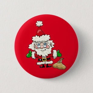 Red Cartoon Santa Claus 2 Inch Round Button