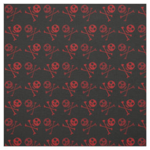 Red Cartoon Skull Pattern Fabric
