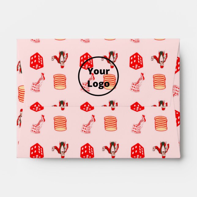 Red casino business pattern envelope (Back (Top Flap))