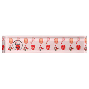 Red casino business pattern nameplate