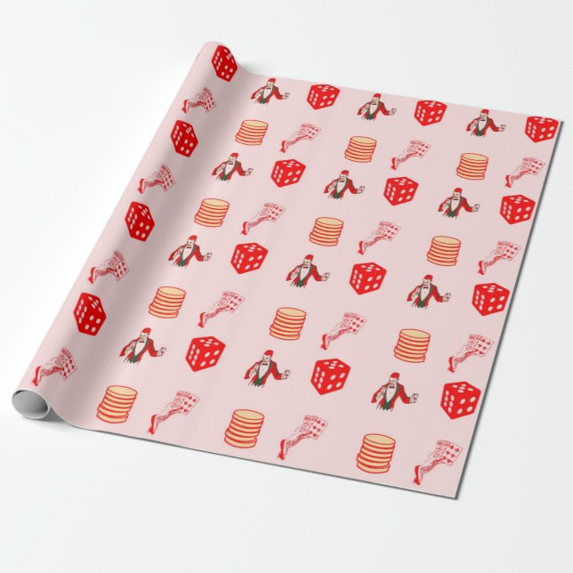Red casino decorative pattern wrapping paper (Unrolled)