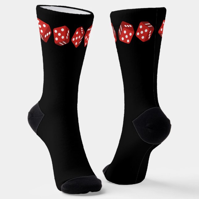 Red Casino Dice Gambler Socks (Angled)