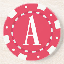 RED CASINO POKER CHIP MONOGRAM INITAL LETTER A