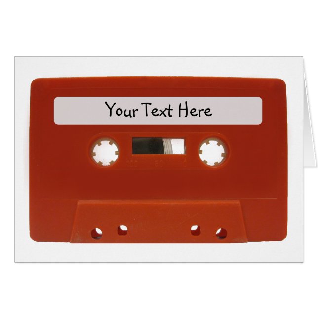 Red Cassette Tape Customizable Card (Front Horizontal)