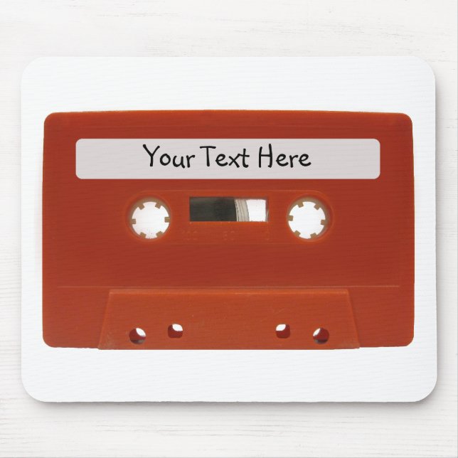 Red Cassette Tape Customizable Mousepad (Front)