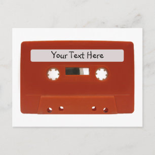 Red Cassette Tape Customizable Postcard