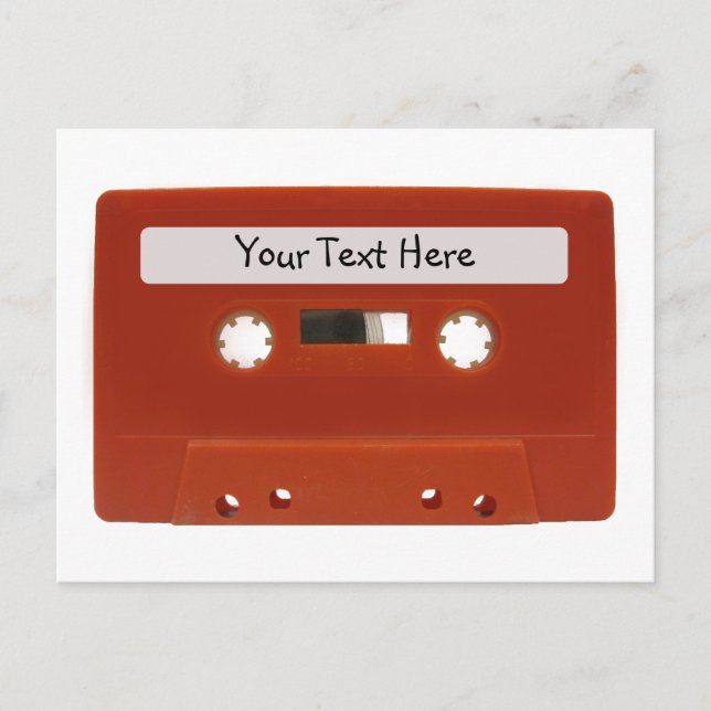 Red Cassette Tape Customizable Postcard (Front)