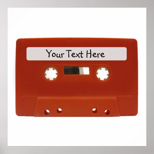 Red Cassette Tape Customizable Poster (Front)