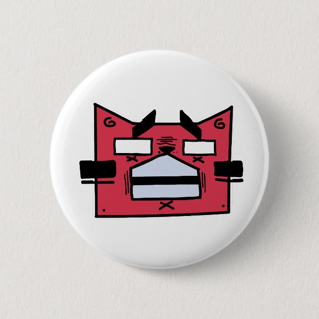 Red Cat 2 Inch Round Button (Front)