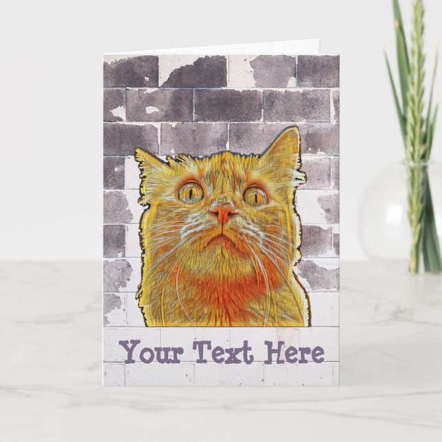 Red Cat in Trouble. Card (Front)