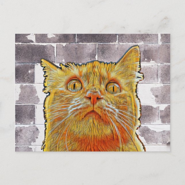 Red Cat in Trouble. Postcard (Front)