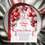 Red Celebration Balloons 21st Birthday Party Invitation<br><div class="desc">Celebrate in style with this vibrant and eye-catching 21st birthday party invitation, featuring a stunning cascading balloon arch design in shades of red, and accented with white and silver-toned grey. The bold '21' at the centre adds a playful yet chic touch, perfectly setting the tone for a memorable celebration. The...</div>