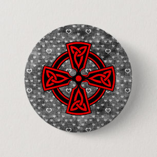 Red Celtic Cross Distressed Background 2 Inch Round Button
