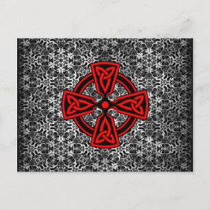 Red Celtic Cross Distressed Postcard